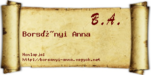 Borsányi Anna névjegykártya