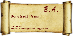Borsányi Anna névjegykártya